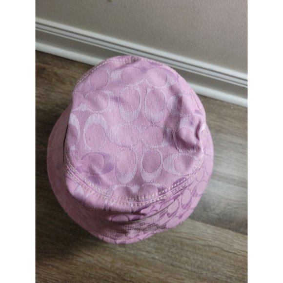 Vintage Coach Women S Pink Bucket Leather Strap Hat Signature CC Jacquard Y2K main image 6